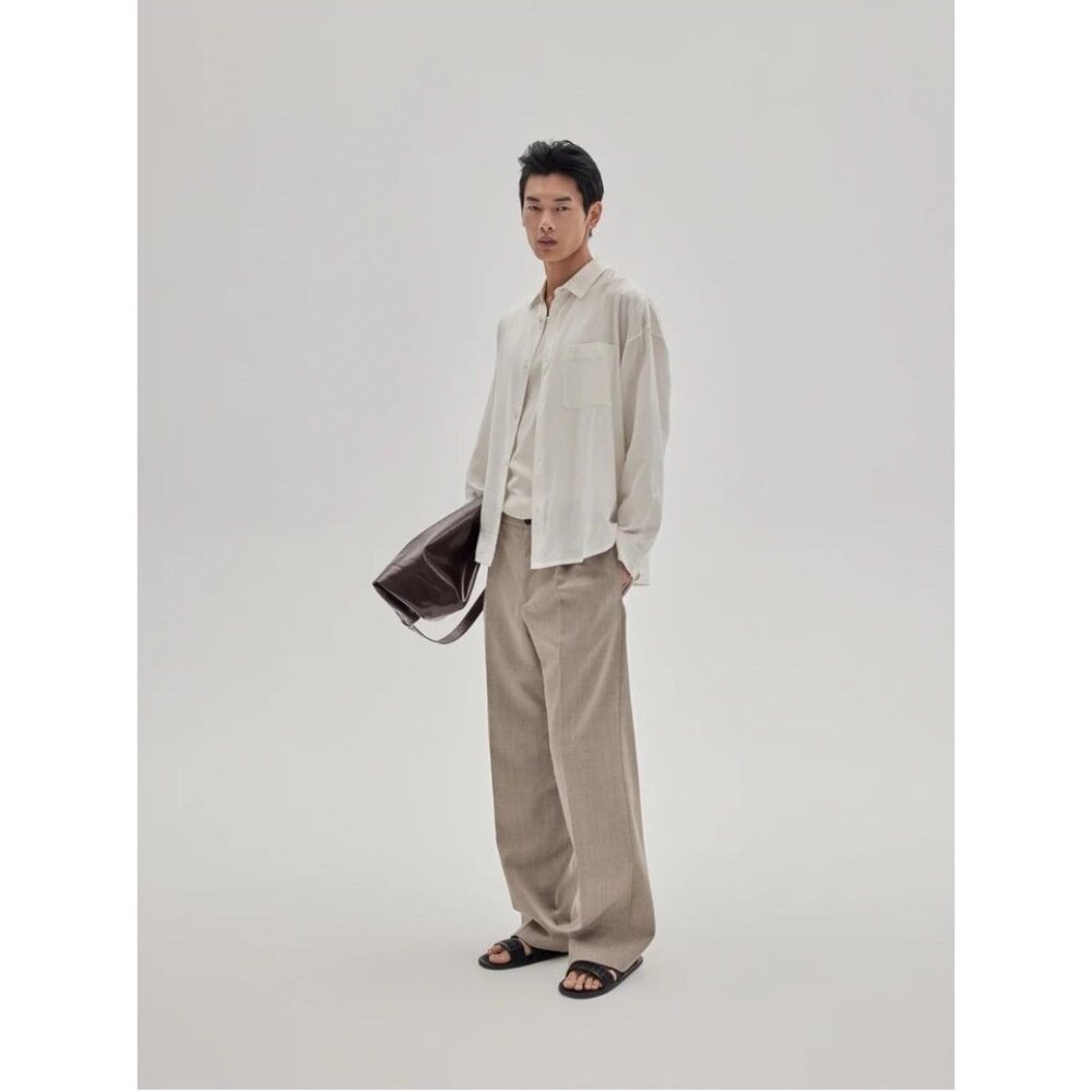 Frame Mens Size 38 Wide Leg Wool Trousers In Vintage Khaki NWT